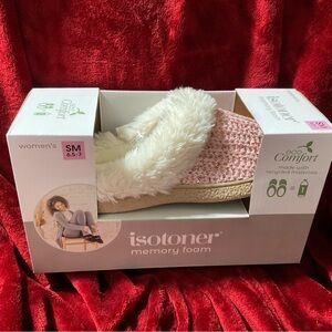 Isotoner Women's SPARKLING Pink EVENING SAND Memory Foam Slippers sz 6.5-7 NIB